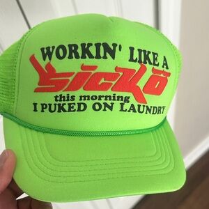 Green Trucker Hat with Red Graphic